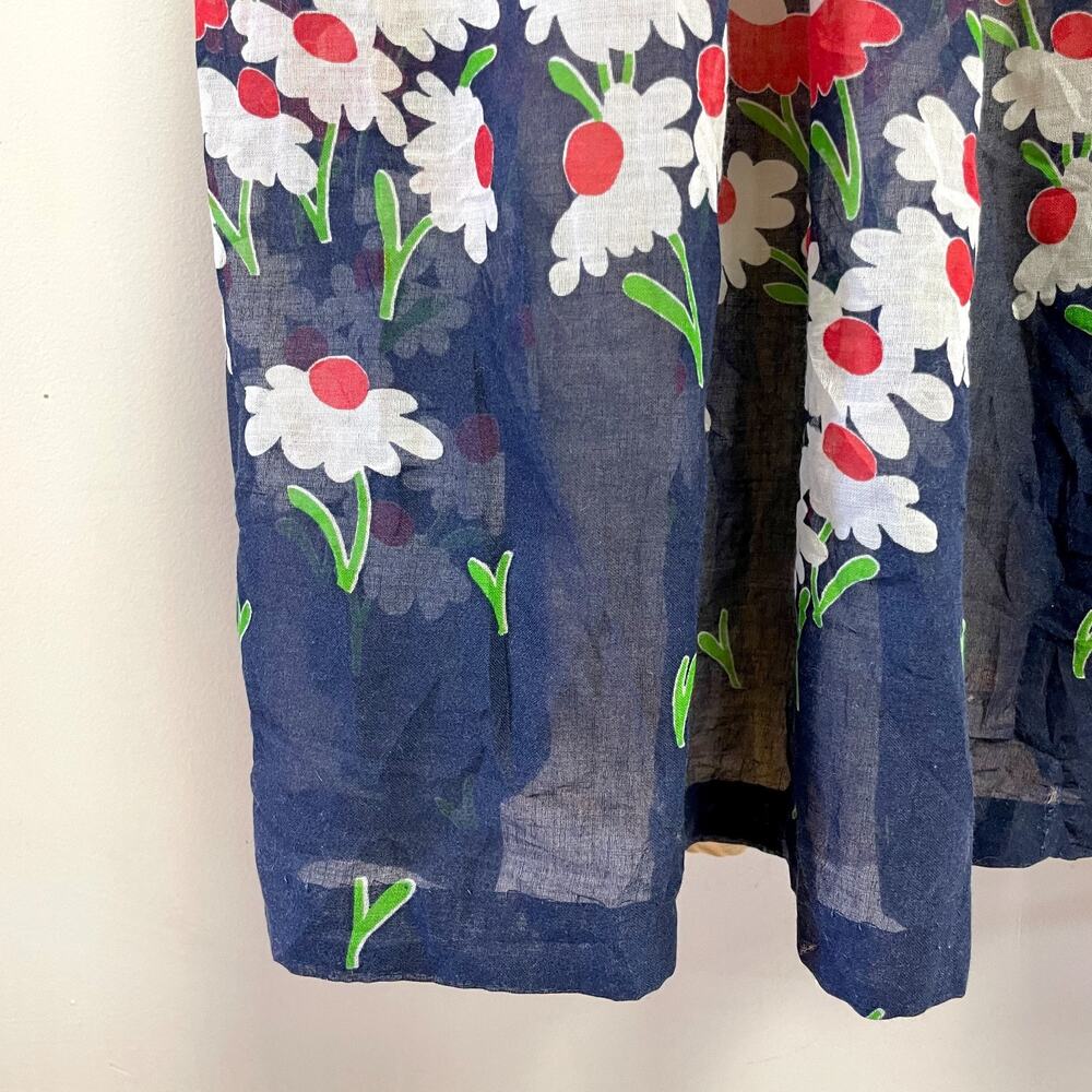 Vintage 70s Floral Maxi Dress Medium Sheer Retro Boho Romantic Statement - Picture 4 of 13
